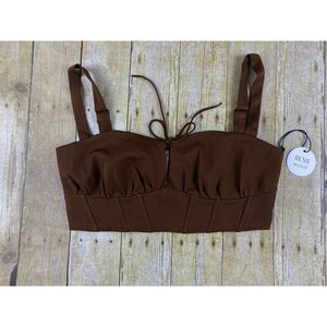 New Remi X Revolve Jodie Top Brown Crop Top Women's Size Large Adjustable Straps
